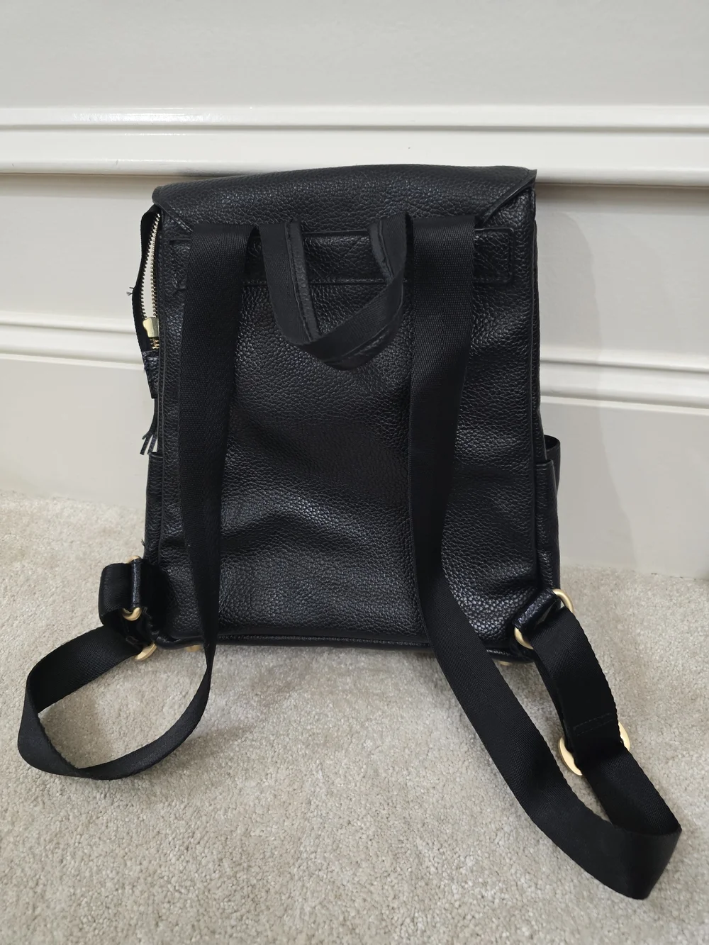 Foley + Corinna Black Pebbled Leather Backpack